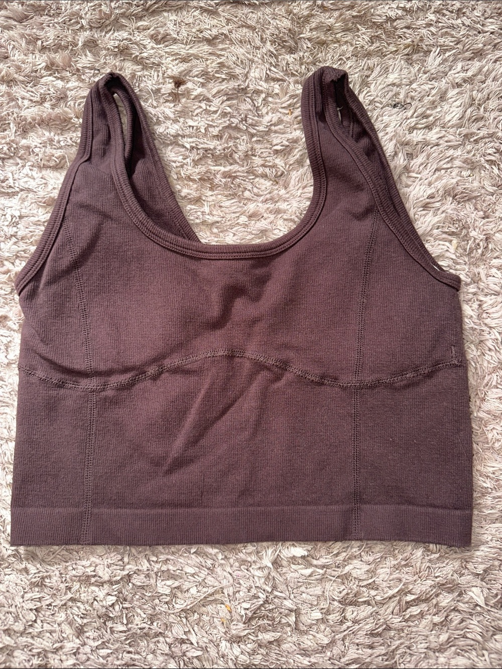 Forever 21 Darn Brown Scoop Neck Workout Tank with built in bra